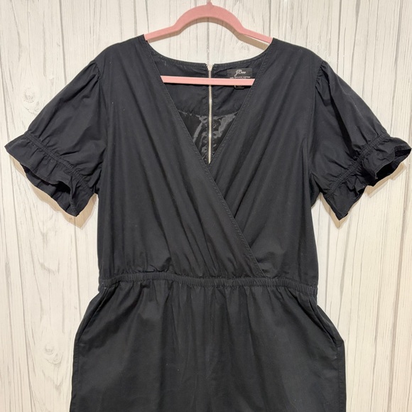 ❌SOLD❌J.CREW Ruffle Stretch Cotton Poplin Wide Leg Cropped Jumpsuit in Black - Picture 3 of 10